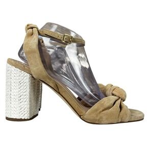Cole Haan Kaycee Tan Suede Knotted Ankle Strap Heeled Sandals Womens Size‎ 11